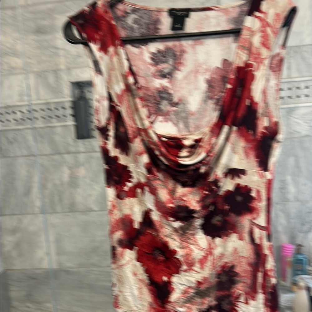 Floral Sleeveless Cowl Neck Top